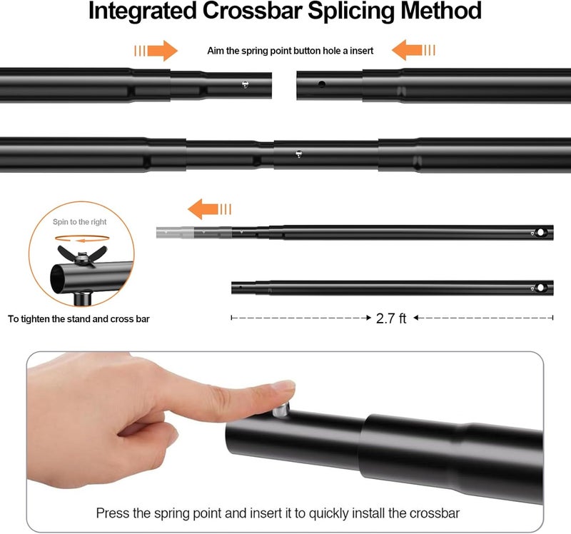 GLOSHOOTING Photo Backdrop Stand, 8.5 x 10 ft Back Drop Adjustable Stands, Photography Background Support System Kit with Carry Bag, Clips and Clamps for Photo Video Studio, Parties, Wedding - Image 3